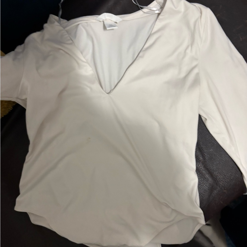 H&M Cream V-Neck Blouse